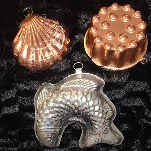 Set 3 Vintage Tin Copper Molds